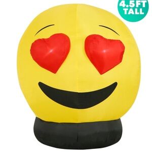 4.5 Ft Heart Eyes Emoji Inflatable Valentine’s Day Yard Decoration Built in Bulb